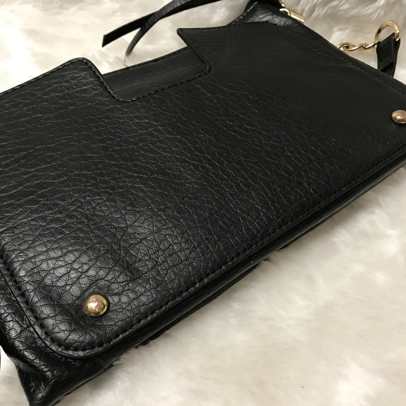 Juicy Couture black purse crossbody goldtone chains leather - Picture 6 of 8